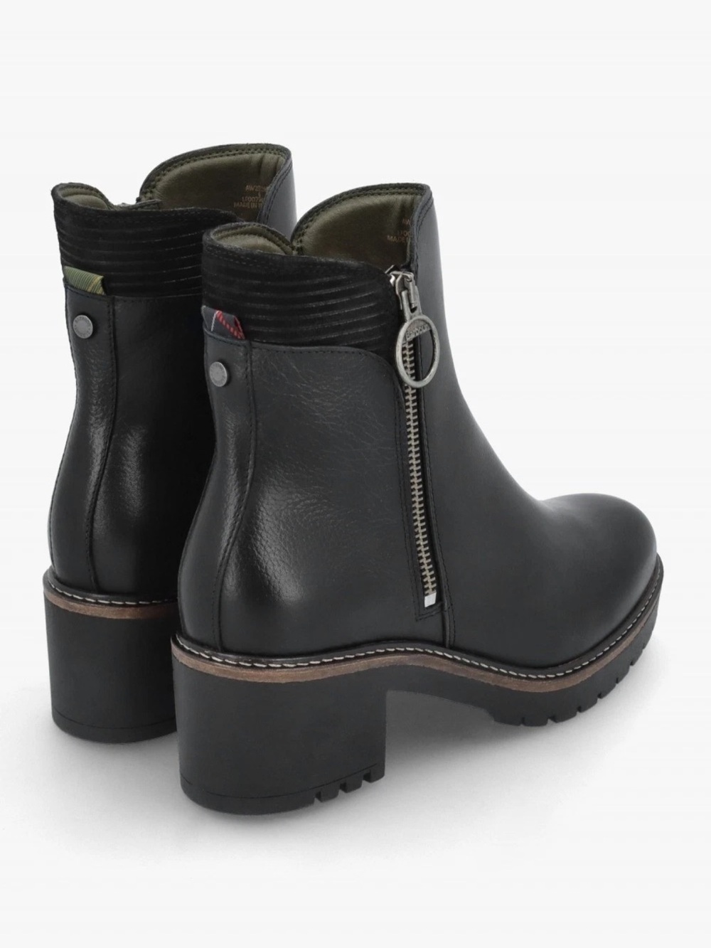 Barbour DAHLIA Black Leather Block Heel Ankle Boots NIB-US Womens 10 UK 8